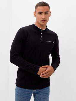 Лонгслив поло мужской MINAKU: Basic line MAN, чёрный, размер 44