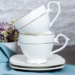Чайный набор 12 предметов 300 мл на ножке / GA2-12G /уп 8/ костяной фарфор - Галеонтрейд фото 10