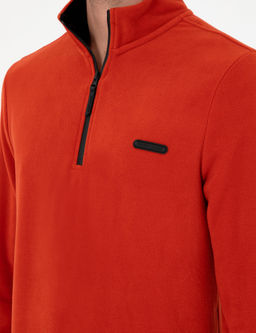 Kiremit Regular Fit Yar_m Fermuarl_ Polar Sweatshirt