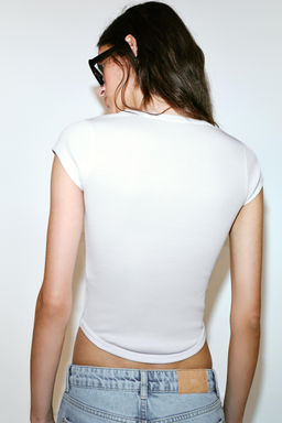 CAMISETA RIB MANGA CORTA / Blanco - Zara фото 6