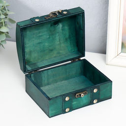 Шкатулка для украшений «Сундучок. Алиенора», дерево, с заклёпками, выпуклая, зелёный, 15×11.5×7.5 см