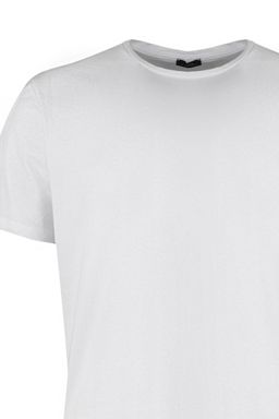 Beyaz Slim/Dar Kesim K?sa Kollu %100 Pamuklu Bisiklet Yaka T-Shirt TMNSS19BO0001