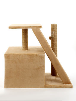 Домик для кошек с когтеточкой «Домосед», с лестницей и площадкой, 60×35×56 см, бежевый