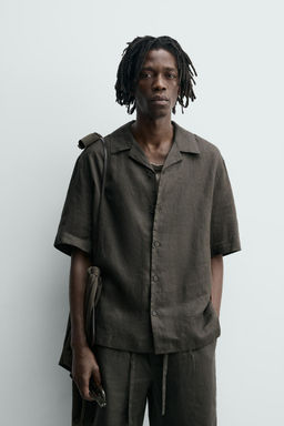 CAMISA RELAXED FIT 100% LINO / Verde oscuro - Zara фото 2