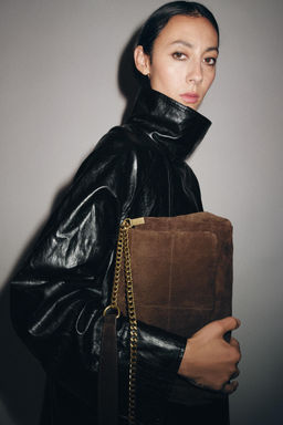 SPLIT SUEDE LEATHER SHOULDER BAG - Zara фото 10