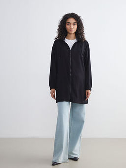 Kap??onlu Oversize Kad?n Fermuarl? Sweatshirt