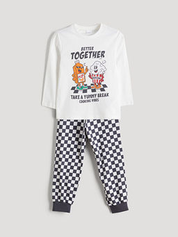 Bask?l? Erkek ?ocuk Pijama Tak?m