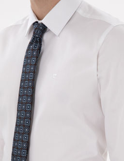 Beyaz %100 Pamuk Parlak Saten Slim Fit Uzun Kollu Basic G_mlek