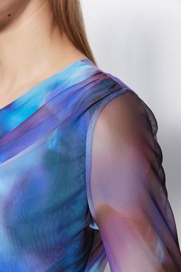 TRENDYOLMILLA Pembe Desenli Tul S?rt? Transparan Fitted/Vucuda Oturan Esnek C?tc?tl? Orme Body TWOSS23BD00024  фото 4