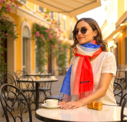 Легкий палантин-шарф с узором ,мультицвет - Greta фото 2