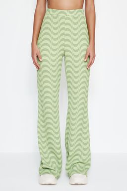 Yesil Burumcuk Wide Leg/Rahat Kesim Yuksek Bel Orme Pantolon TWOSS23PL00085 - Trendyolmilla фото 4
