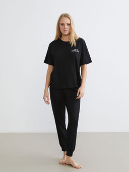 Bisiklet Yaka Nak??l? Kad?n Pijama Tak?m?