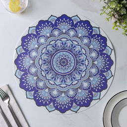 Набор салфеток сервировочных Доляна Силия, d=38 см, 4 шт, цвет синий  фото 15