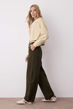 Haki Barrel Kal?p %100 Pamuk Gabardin Pantolon TWOAW26PL00084