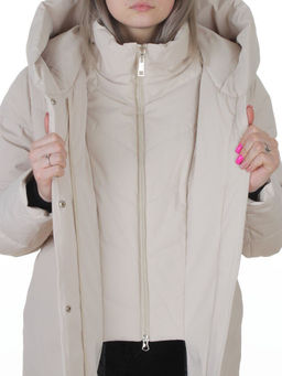 8836 LT. BEIGE Пальто зимнее женское (150 гр. холлофайбер)