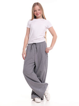 Брюки для девочки с утяжкой внизу 22-7708 темно-серый меланж - Mini maxi фото 3
