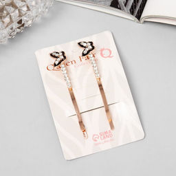 Цена за 2 шт. Невидимки для волос «Хэдли», набор 2 шт., бабочка, 6 см, розовое золото