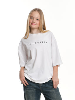 Футболка оверсайз с принтом 22-7453 белый - Mini maxi фото 9