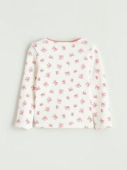 Bisiklet Yaka Fiyonk Desenli K?z ?ocuk Ti??rt