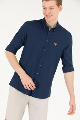 U. S. Polo Assn Мужская темно-синяя базовая рубашка с длинным рукавом