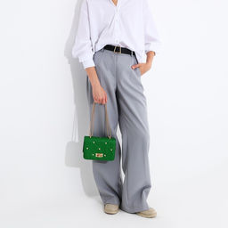 Сумка женская мессенджер на клапане, 20×8×13 см, зелёная