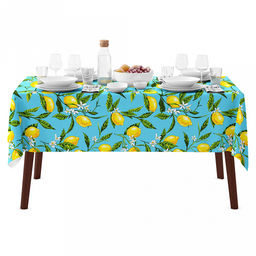 Скатерть 220х145см "Лимон, вид 4", длина стола до 180см, на 8-10 персон, рогожка (хлопок 100%) 171г/м2, упаковка классическая, пакет ПВХ 28х41см, "Домашняя мода" (Россия)