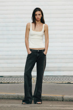 JEANS TRF WIDE LEG TIRO BAJO / Negro