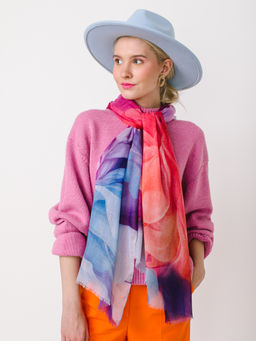 Большой, мягкий, тонкий и очень нежный двусторонний палантин с рисунком в стиле арт-деко - Tantino фото 6