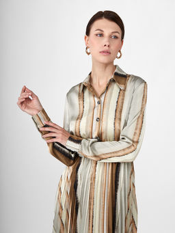 Платье из принтованной атласной ткани - Tantino фото 5