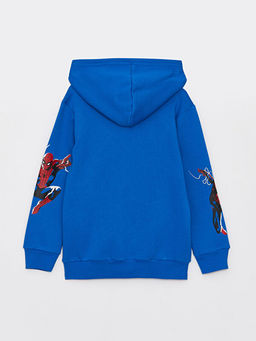 Kap??onlu Spiderman Bask?l? Uzun Kollu Erkek ?ocuk Fermuarl? Sweatshirt - Waikiki фото 2