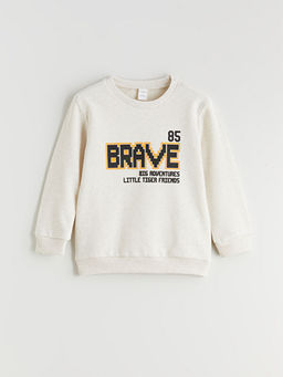 Bisiklet Yaka Bask?l? Erkek ?ocuk Sweatshirt 2li
