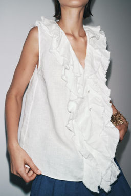 LINEN RUFFLE SHIRT ZW COLLECTION