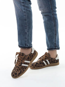 03-270-6PC LT. BROWN/LEOPARD Кеды женские (натуральная кожа) - Фабричный китай фото 2