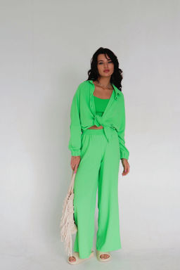 9979 Брюки-палаццо салатовые летние - Martichelli фото 20