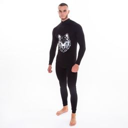 Термобельё мужское НАЧЁС (фуфайка, кальсоны) принт волк, цвет чёрный, размер 52