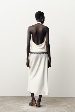 SATIN MIDI SKIRT WITH LACE - Zara фото 12