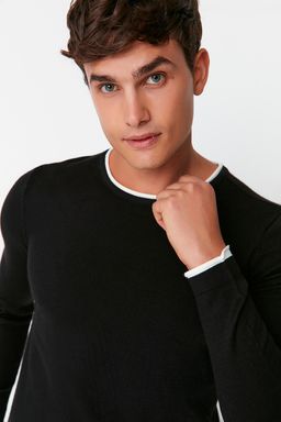 Trendyolmilla Man Lacivert Erkek Slim Fit Dar Kesim Kontrast Yaka Biyeli Kazak TMNAW21KZ2499  фото 8