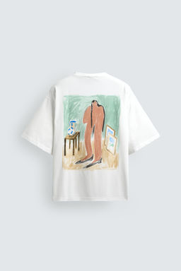 CAMISETA RELAXED FIT GR?FICO CUADRO / Blanco
