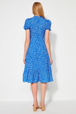 TRENDYOLMILLA Ac?k Mavi Cicekli A Kesim F?rf?rl? Midi Dokuma Elbise TWOSS20EL0894  фото 49