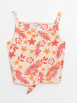 Kare Yaka ?i?ekli K?z ?ocuk Bluz ve Etek - Waikiki фото 2