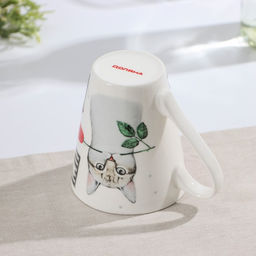 Кружка фарфоровая Доляна Котик, 320 мл, цвет белый  фото 3