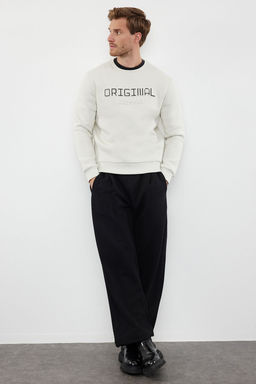 TRENDYOL MAN Tas Slim/Dar Kesim Kabar?k Bask?l? Ici Polarl? Sweatshirt TMNAW25SW00150 - Trendyolmilla фото 4