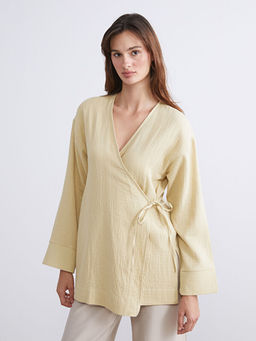 Kruvaze Yaka Dokulu Kad?n Kimono