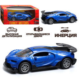 Синяя инерционная машинка спорт die-cast , 1:32