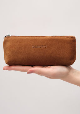 Замшевая косметичка Deboro 17-96 коричневый лист