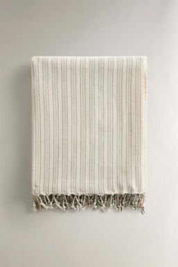 STRIPED COTTON BEACH TOWEL WITH FRINGING - Zara фото 3
