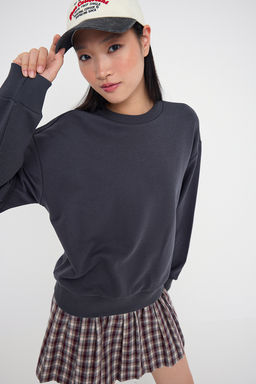 Murdum Kal?n Sardonsuz Oversize/Genis Kesim Bisiklet Yaka Orme Sweatshirt TWOAW26SW00028 - Trendyolmilla фото 6