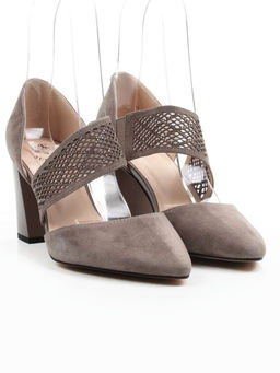 06-9000-2A-5 GRAY/BEIGE Туфли женские (натуральная замша)