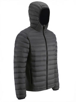 Куртка мужская гибридная стёганая с капюшоном с графеновой подкладкой черного цвета 9621_1Ch