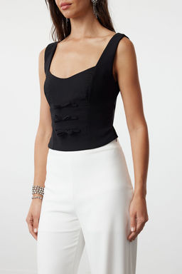 Siyah Fiyonk Detayl? Dokuma Bluz TPRSS24BZ00050 - Trendyolmilla фото 3